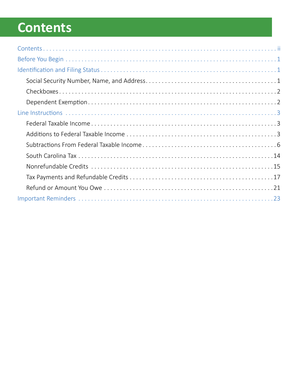 Instructions for Form SC1040 Individual Income Tax Return - South Carolina, Page 2