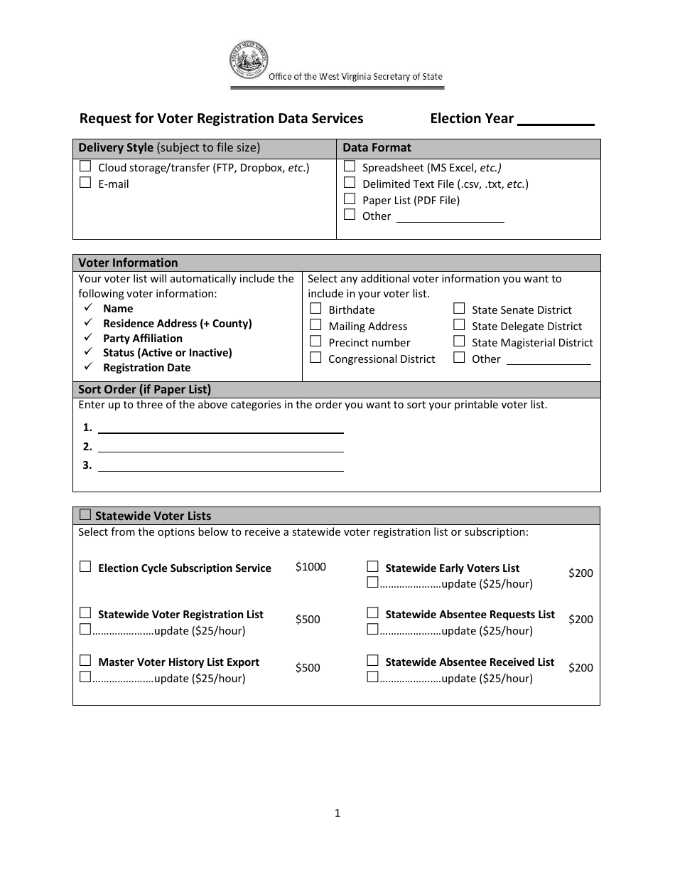 Request for Voter Registration Data Services - West Virginia, Page 2
