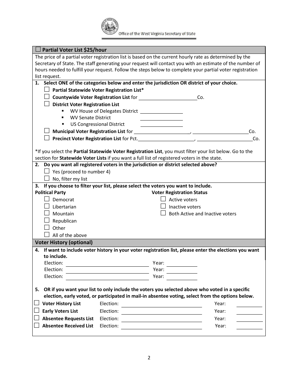 Request for Voter Registration Data Services - West Virginia, Page 3