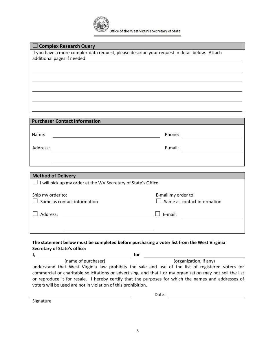 Request for Voter Registration Data Services - West Virginia, Page 4