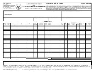 Document preview: NRC Form 742C Physical Inventory Listing