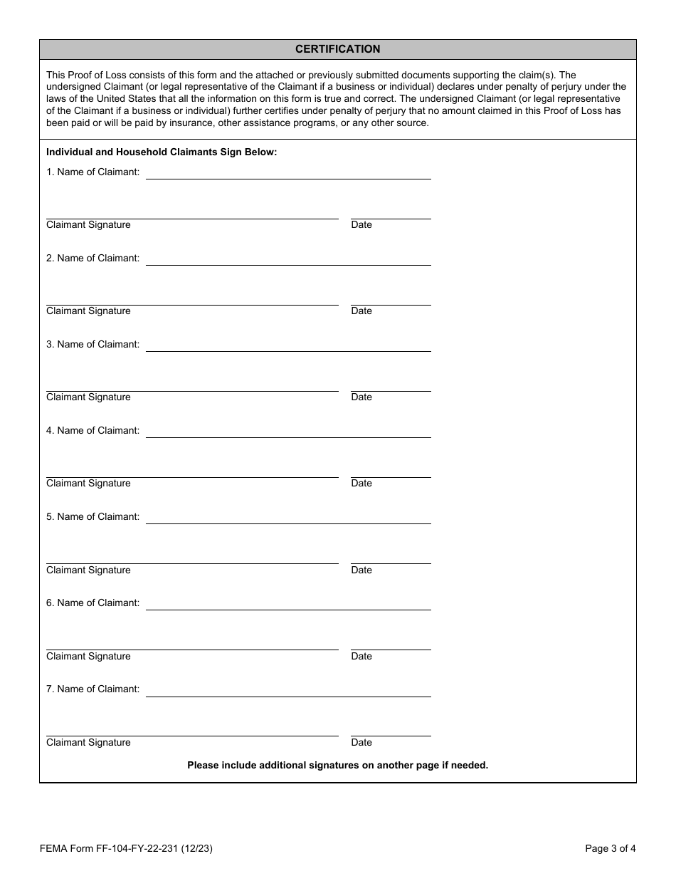 FEMA Form FF-104-FY-22-231 - Fill Out, Sign Online and Download ...