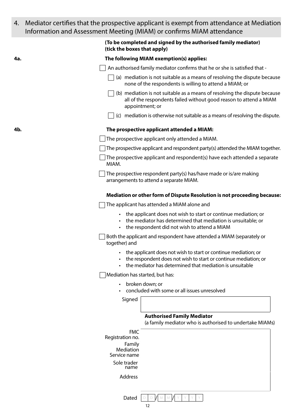 Form A Notice of Intention to Proceed With a Financial Application to Which the Standard Procedure Applies - United Kingdom, Page 12