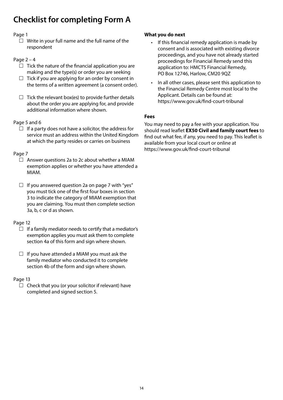 Form A Notice of Intention to Proceed With a Financial Application to Which the Standard Procedure Applies - United Kingdom, Page 14