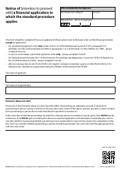 Form A Notice of Intention to Proceed With a Financial Application to Which the Standard Procedure Applies - United Kingdom