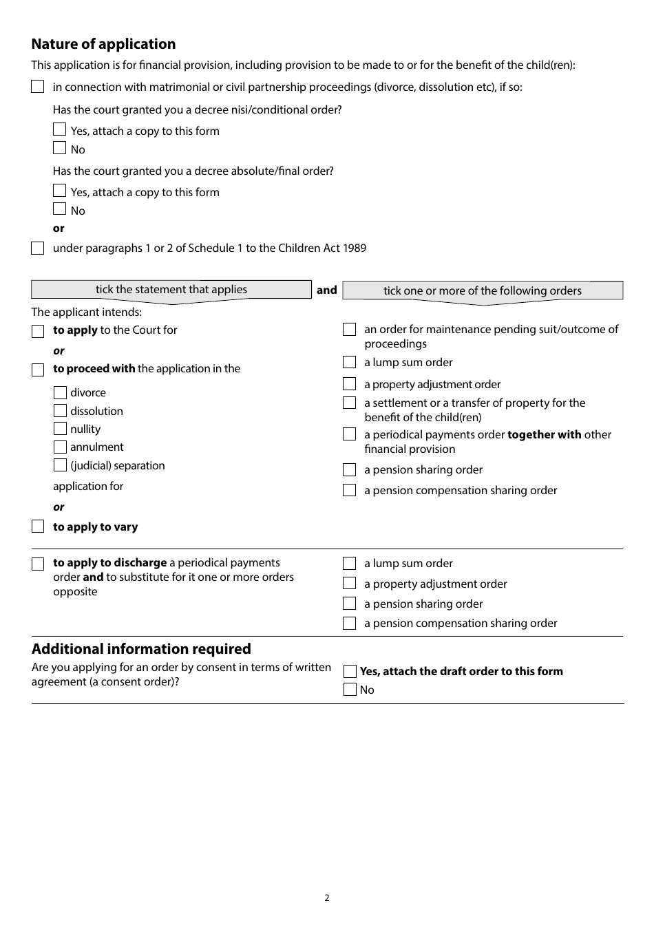 Form A Notice of Intention to Proceed With a Financial Application to Which the Standard Procedure Applies - United Kingdom, Page 2