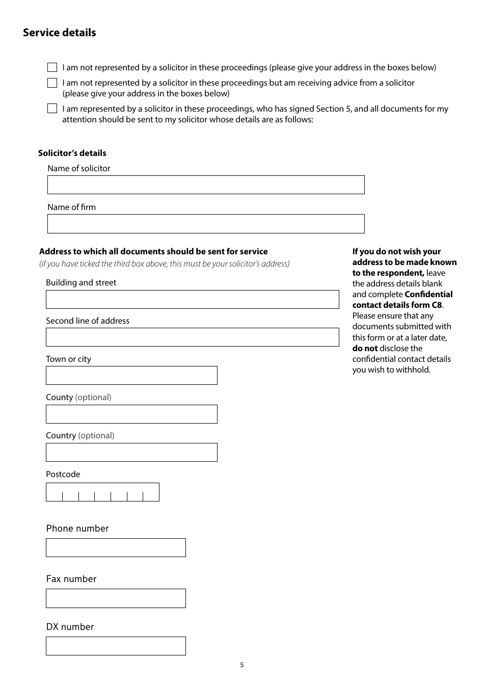 Form A Notice of Intention to Proceed With a Financial Application to Which the Standard Procedure Applies - United Kingdom, Page 5