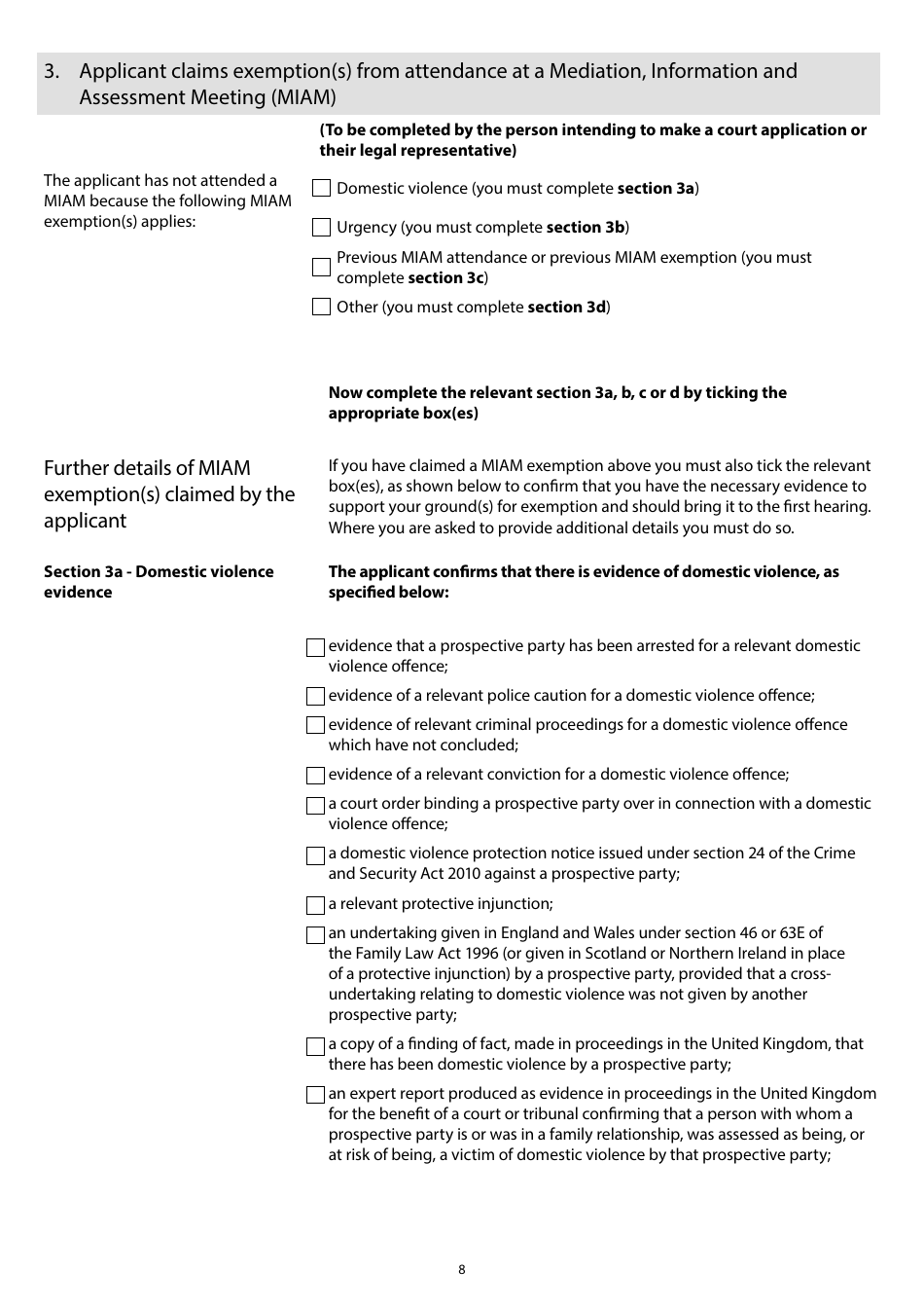 Form A Notice of Intention to Proceed With a Financial Application to Which the Standard Procedure Applies - United Kingdom, Page 8