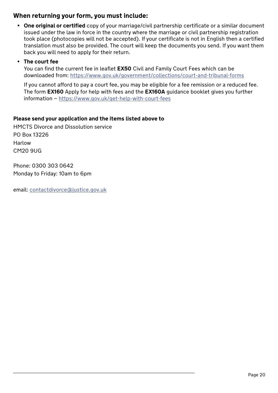 Application for a Divorce or Dissolution (Ending a Civil Partnership) - United Kingdom, Page 20