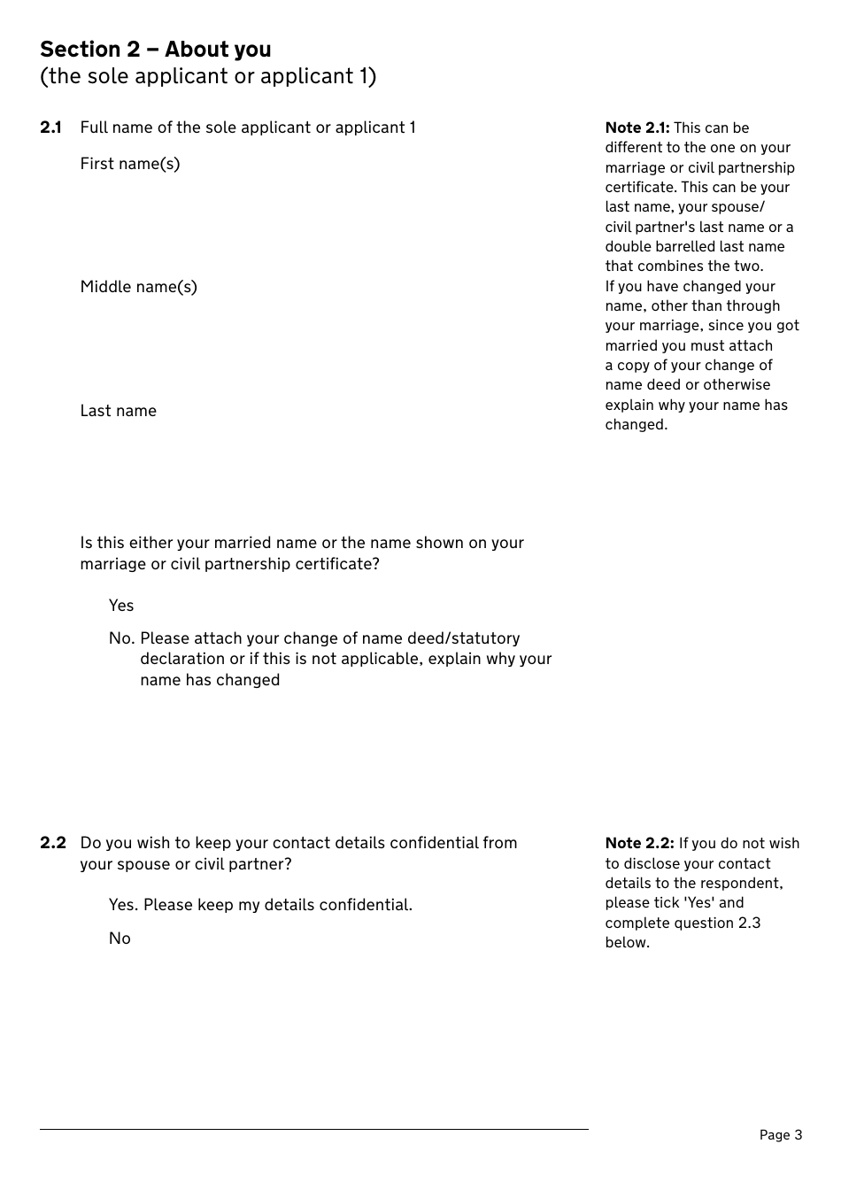 Application for a Divorce or Dissolution (Ending a Civil Partnership) - United Kingdom, Page 3