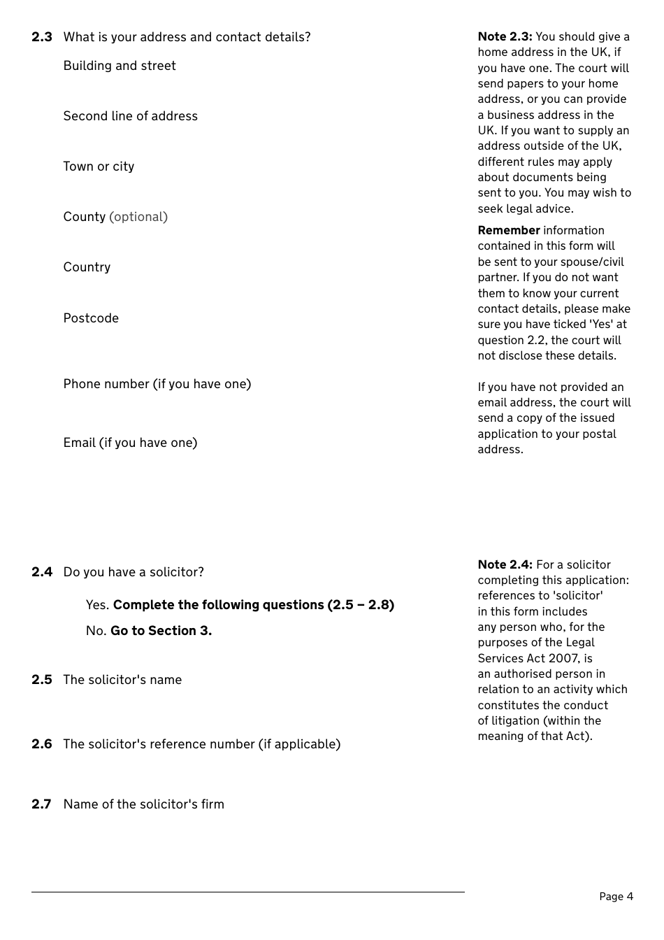 Application for a Divorce or Dissolution (Ending a Civil Partnership) - United Kingdom, Page 4