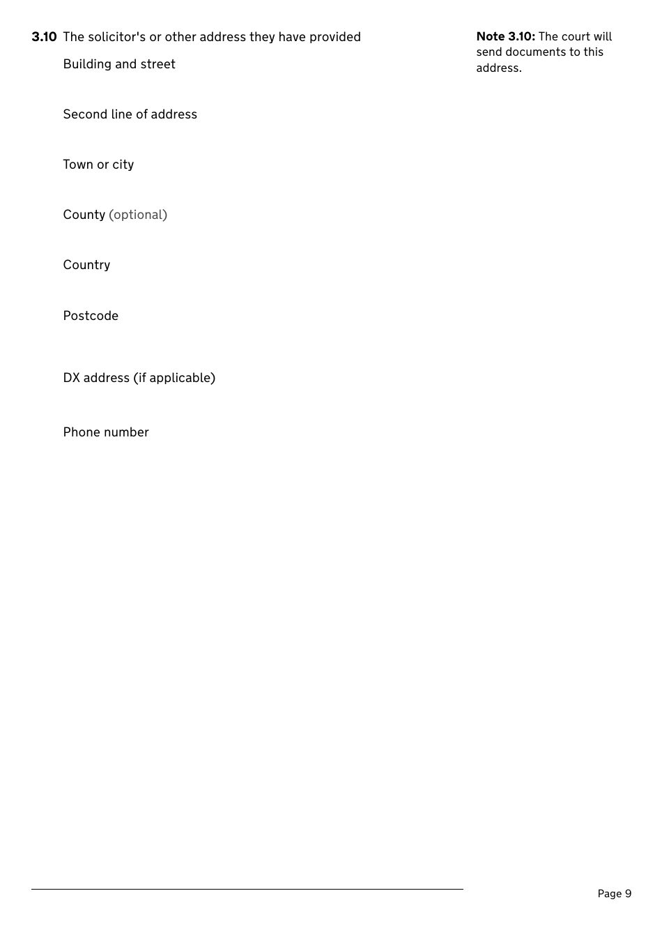 Application for a Divorce or Dissolution (Ending a Civil Partnership) - United Kingdom, Page 9