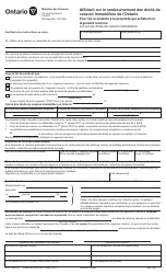 Document preview: Forme 0300F Affidavit Sur Le Remboursement DES Droits De Cession Immobiliere De L'ontario Pour Les Accedants a La Propriete Qui Achetent Un Logement Reconnu - Ontario, Canada (French)