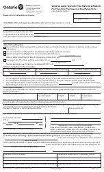 Document preview: Form 0300E Ontario Land Transfer Tax Refund Affidavit for First-Time Purchasers of Qualifying Home - Ontario, Canada
