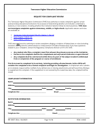 Form HE-0037 Request for Complaint Review - Tennessee