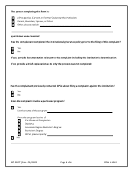 Form HE-0037 Request for Complaint Review - Tennessee, Page 2