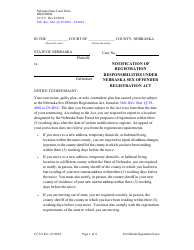 Document preview: Form CC6:9 Notification of Registration Responsibilities Under Nebraska Sex Offender Registration Act - Nebraska
