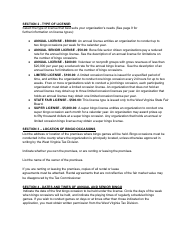 Instructions for Form BGO-1 Application for Annual, Limited, State Fair or Super Bingo License - West Virginia, Page 2