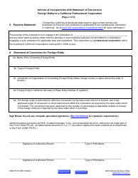 Form CONV FE-PC Articles of Incorporation With Statement of Conversion - Foreign Entity to a California Professional Corporation - California, Page 8