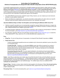 Form ARTS-PB-501(C)(3) Articles of Incorporation of a Nonprofit Public Benefit Corporation - California