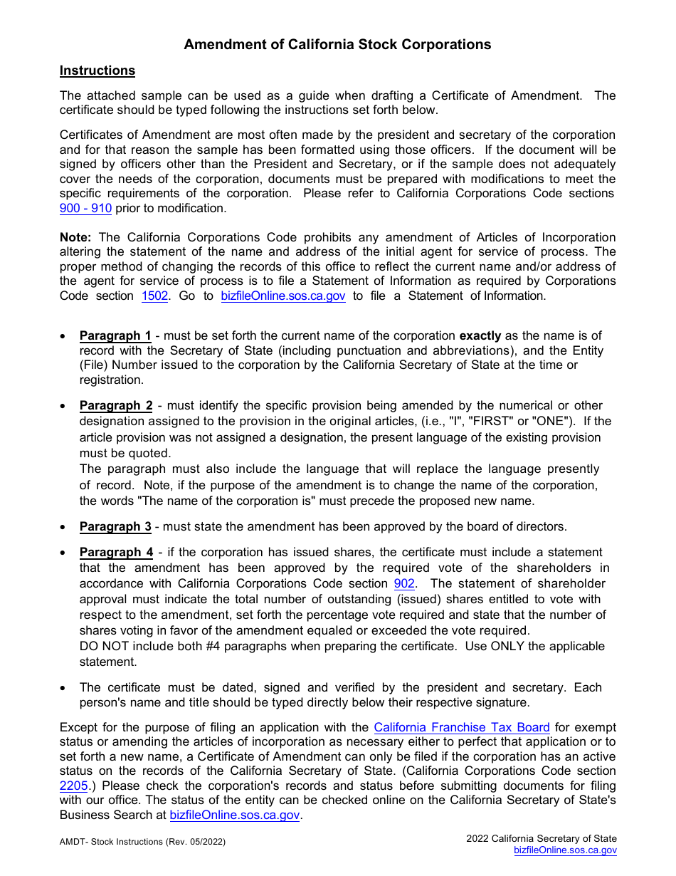 Amendment of California Stock Corporations - California, Page 3