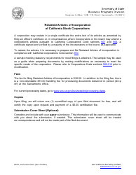 Restated Articles of Incorporation of California Stock Corporations - California, Page 2