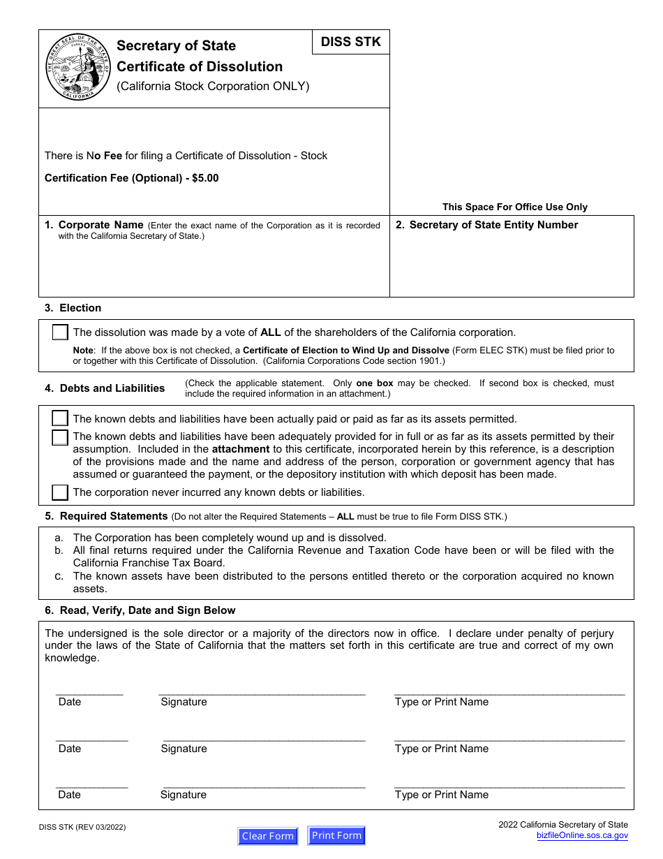 Form ELEC STK Download Fillable PDF or Fill Online Certificate of ...