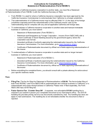 Form RDOM-1 Statement of Redomestication (California Insurer Only) - California, Page 2