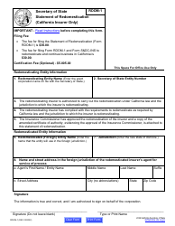 Form RDOM-1 Statement of Redomestication (California Insurer Only) - California, Page 5