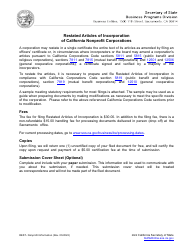 Restated Articles of Incorporation of California Nonprofit Corporations - California, Page 2