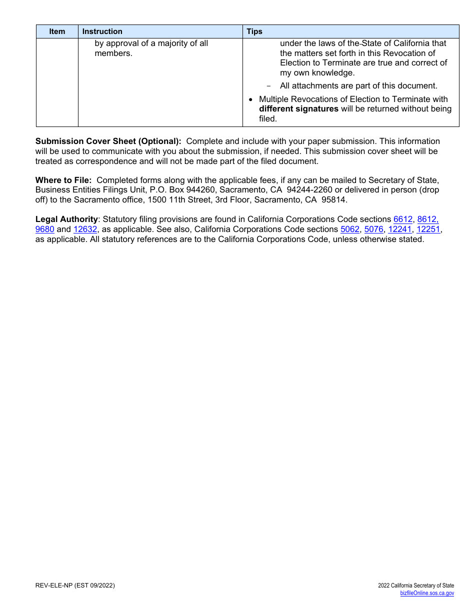 Form REV-ELE-NP Revocation of Election to Terminate - Nonprofit Corporations - California, Page 4