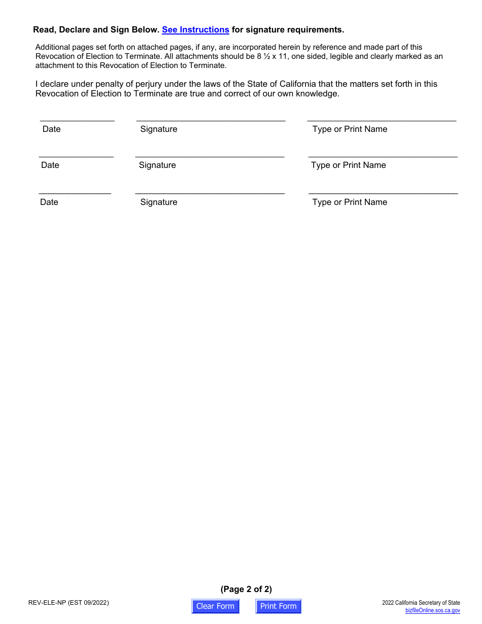 Form REV-ELE-NP Revocation of Election to Terminate - Nonprofit Corporations - California, Page 6