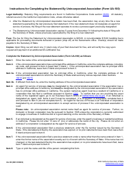 Form UA-100 Statement by Unincorporated Association - California, Page 2