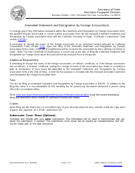 Form ASDA Amended Statement and Designation by Foreign Association - California, Page 2
