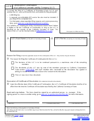 Form LLC-8 Certificate of Continuation of a California Limited Liability Company (LLC) - California, Page 2