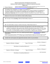 Form CONV LLC-PC Articles of Incorporation With Statement of Conversion - California Limited Liability Company to a California Professional Corporation - California, Page 8