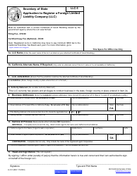 Form LLC-5 Application to Register a Foreign Limited Liability Company (LLC) - California, Page 2