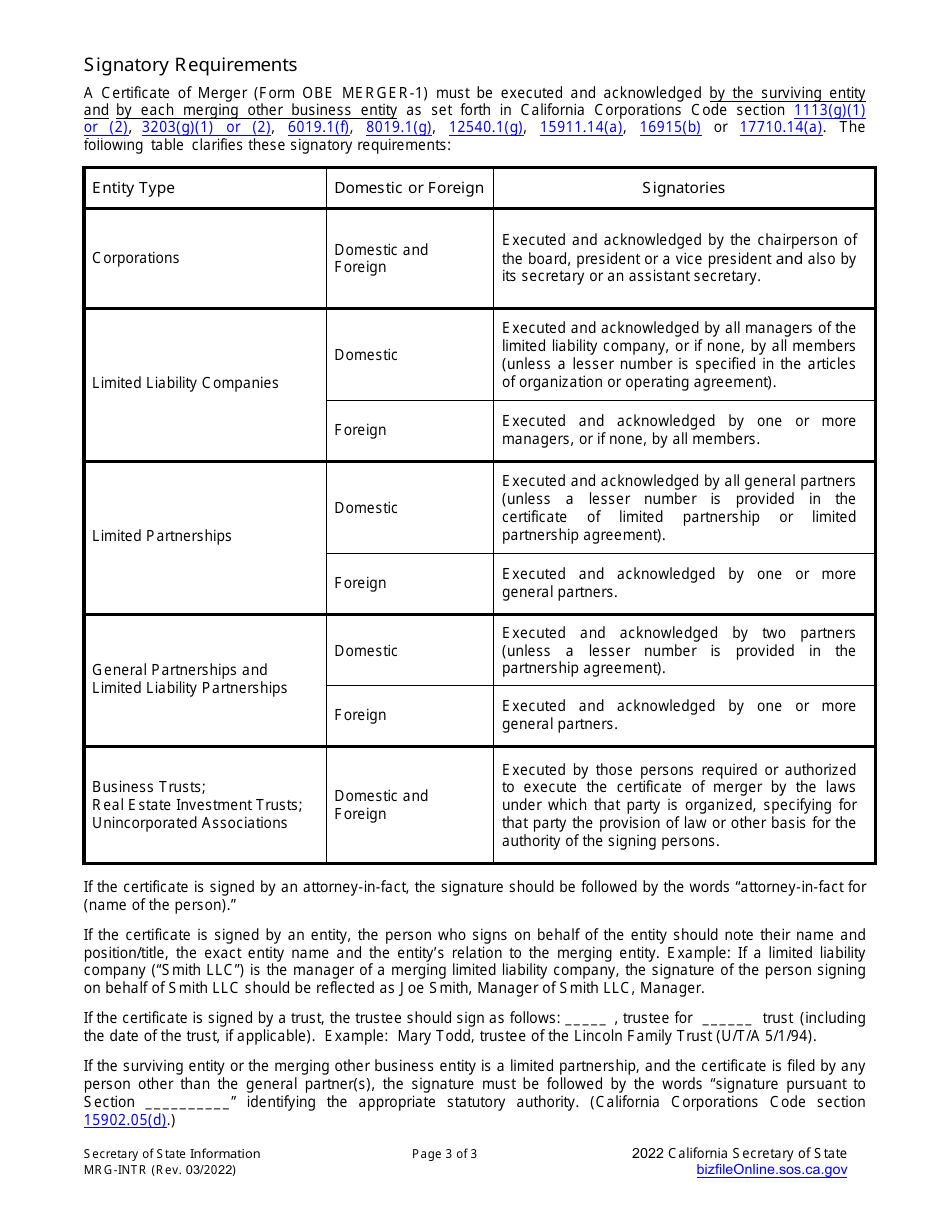 Form OBE MERGER-1 Certificate of Merger - California, Page 4