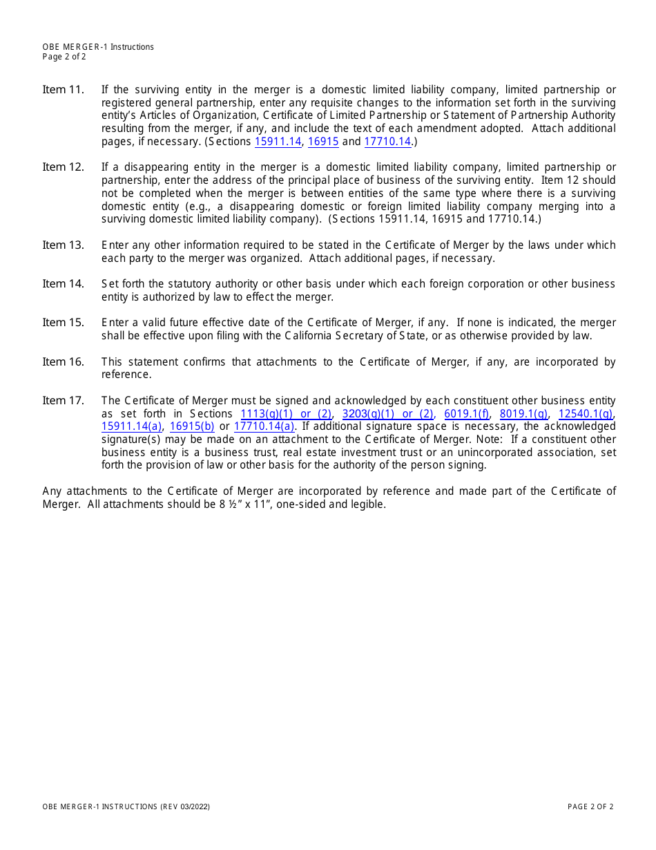 Form OBE MERGER-1 Certificate of Merger - California, Page 6