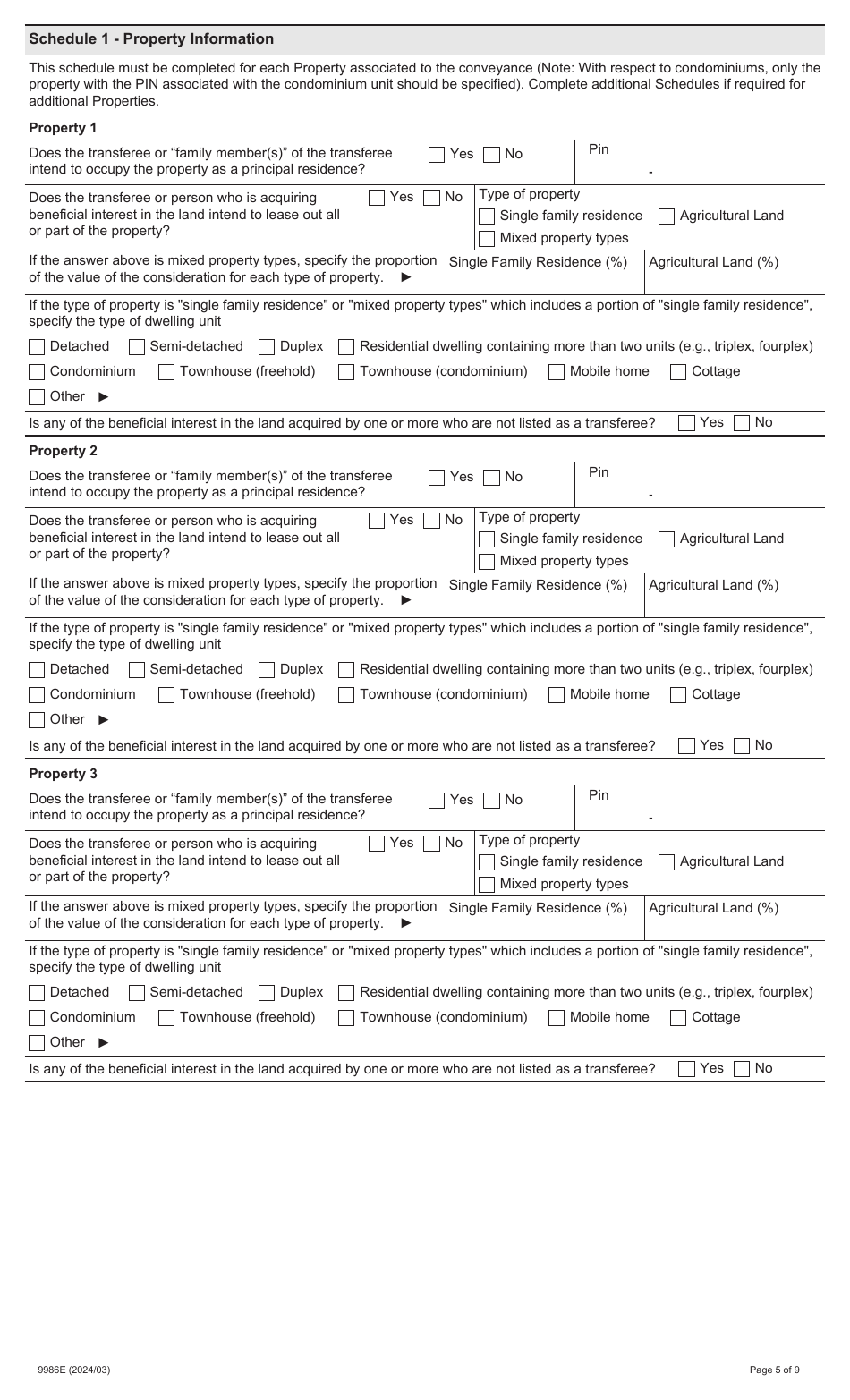 Form 9986E Prescribed Information for Purposes of Section 5.0.1 - Ontario, Canada, Page 5