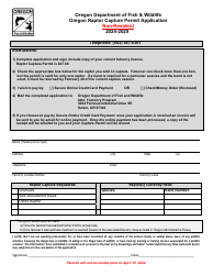 Document preview: Oregon Raptor Capture Permit Application - Non-resident - Oregon, 2025