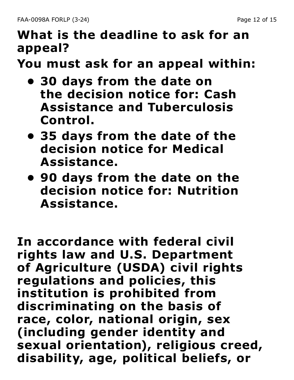 Form FAA-0098A-XLP Hearing Request - Extra Large Print - Arizona, Page 12