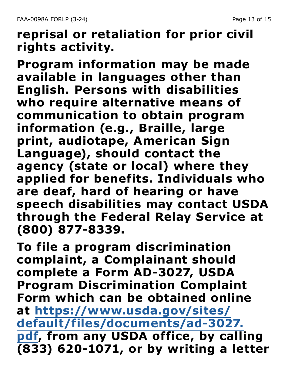 Form FAA-0098A-XLP Hearing Request - Extra Large Print - Arizona, Page 13