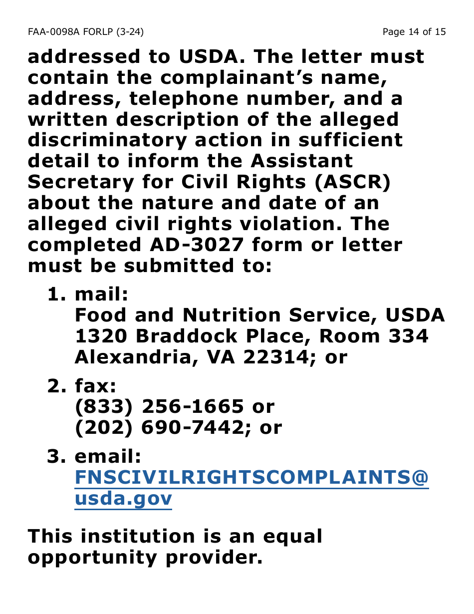 Form FAA-0098A-XLP Hearing Request - Extra Large Print - Arizona, Page 14