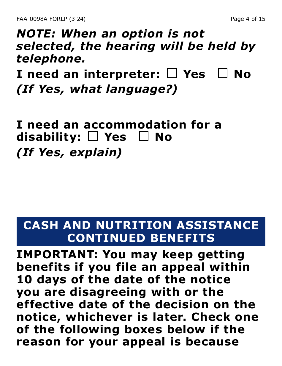 Form FAA-0098A-XLP Hearing Request - Extra Large Print - Arizona, Page 4
