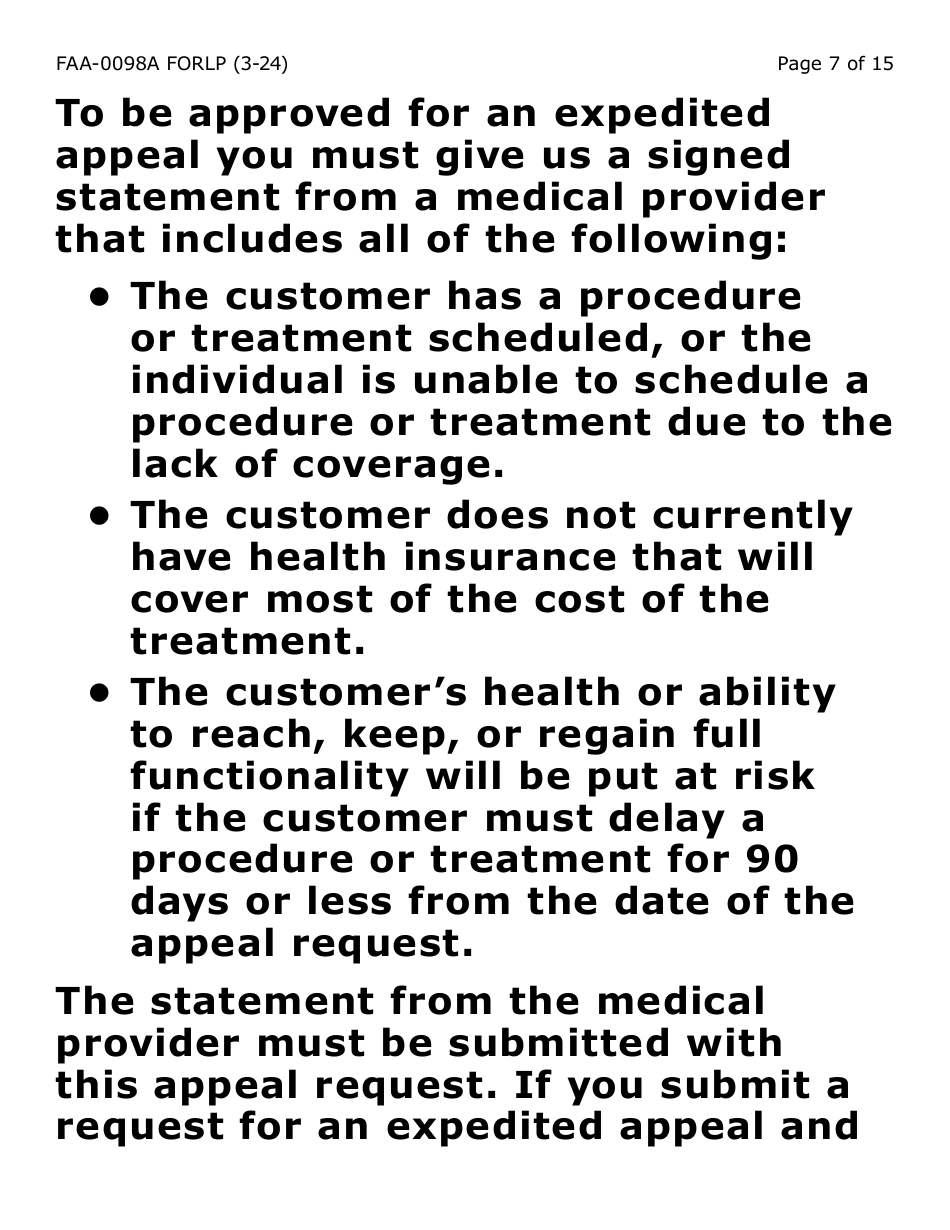 Form FAA-0098A-XLP Hearing Request - Extra Large Print - Arizona, Page 7