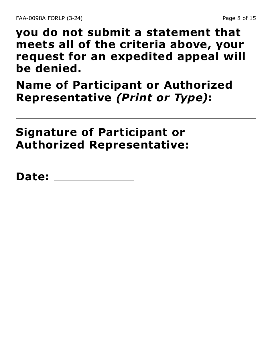 Form FAA-0098A-XLP Hearing Request - Extra Large Print - Arizona, Page 8