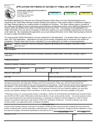 Form BGC-TKE-001 Application for Finding of Suitability Tribal Key Employee - California
