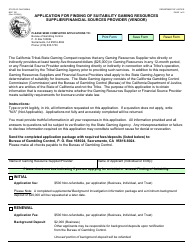 Document preview: Form BGC100 Application for Finding of Suitability Gaming Resources Supplier/Financial Sources Provider (Vendor) - California