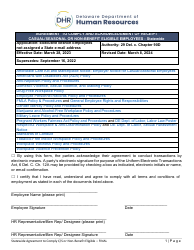 Document preview: Agreement to Comply and Acknowledgment of Receipt Casual/Seasonal or Non-benefit Eligible Employees - Statewide - Delaware